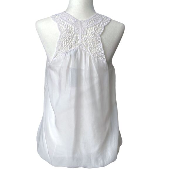 Express Womens Silk Crochet Pullover Racerback Tank Top Sleeveless White Size M - Picture 2 of 5